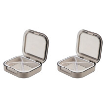 2Pcs Practical Grey Pills Case Compact Portable Pills Storage Box