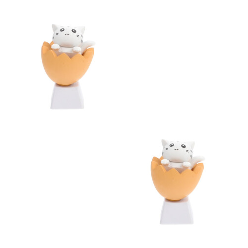 2Pcs Mechanical Keyboard Key Caps White Pbt Cat R4 Profile Set