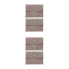 4Pcs Durable Dark Grey Cloth Snap Jewelry Storage Pouches Gift Bags
