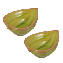 2Pcs Green Ceramic Aromatherapy Oil Plates for Spa and Salon Use