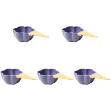 5Pcs Purple Ceramic Candy Bowls Kitchen Essential Handled Dessert Cups