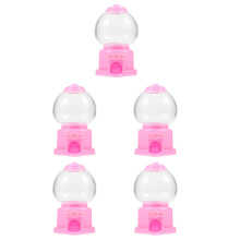 5Pcs Kids Pink Plastic Gumball Machine Candy Dispenser Toys