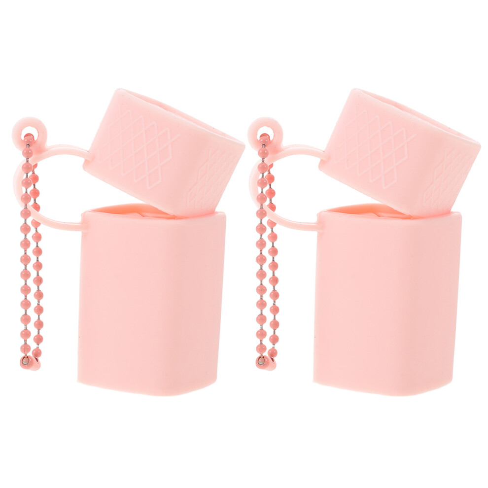 Aboofan 2Pcs Pink Silicone Lip Gloss Organizer Case With Chain For Purse