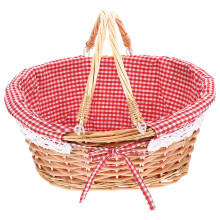 houten picknickmand met handvatten voor fruit en bloemen