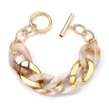 Pulseira de resina bicolor em tons de doce, joia da moda, presente para o Dia das Mães, acessório para outono e inverno.