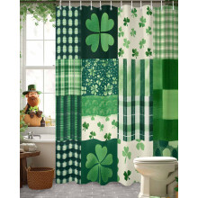 Pyhän Patrickin päivän suihkuverho, 72" x 84", Lucky Shamrock -vihreä musta ruudullinen vedenpitävä kylpyhuoneen verho, pestävä
