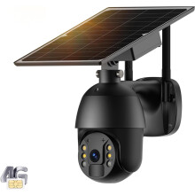 S600 4G LTE-kamera utendørs, solcellekamera, panorering/tilt 360 graders visning, 1080p nattsyn, 2-veis tale, PIR-bevegelsessensor, ingen WiFi, svart