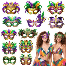 12 maschere di Carnevale, maschere per feste di Carnevale, maschere fai da te, maschere colorate unisex a tema Carnevale per il ballo di Carnevale