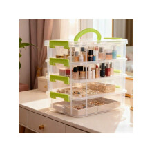 Stackable Clear Storage Box with Removable Divider Tray – Large Capacity Organizer for Building Blocks, Hair Accessories & Stationery, Compatible