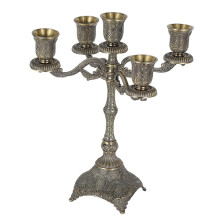 Sealbhóir Coinneal Candlestick Coinnleoir 5Arm Dearadh Eorpach do Bhord Bia Cóisir Nollag Oíche Shamhna