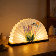 Luminária de teto dobrável original – Luz ambiente multifuncional com cobertura de madeira, liga/desliga inteligente e mudança de cor,