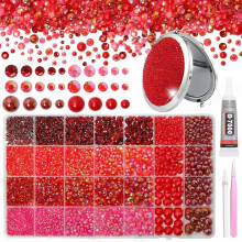 14000 count Red Flatback Rhinestones and for Bedazzling Kit, 2-6mm Bedazzling Rhinestone, 4-10mm Flatback Rhinestones for Crafting DIY