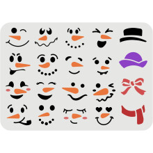 Snowman Face Stencil 11.7x8.3", Plastic DIY Template for Wood/Wall/Floor Painting – Christmas Decor, Compatible with Paint & Spray