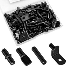 104-teiliges Regalstift-Set (4 Ausführungen, 5 mm & 1/4 Zoll), schwarze Regalstützstifte für Bücherregale, Schränke, Küche & Kleiderschrank –