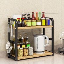 Double Layer Metal Kitchen Storage Rack, Industrial Style, Compatible with Pantry Items, Sturdy Steel Construction