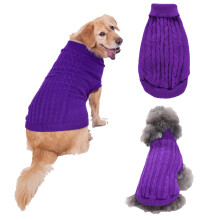 Pull pour chiens de grande, moyenne et petite taille, en maille torsadée pour temps froid, col roulé classique, vêtements chauds et épais pour