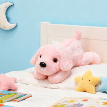 Peluche de cachorro que brilla en la oscuridad, suave y tierno, con luz nocturna tenue para mayor comodidad en interiores (rosa - 32 cm) #1432