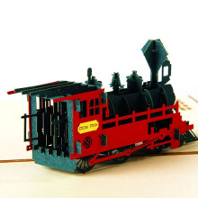 3D for Pop Up Retro Train Greeting Card Thanks Message Bless Cards for Birthday Christmas Wedding Party Handmade Crafts