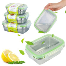 Frischebox aus lebensmittelechtem Edelstahl 304 – luftdichte, tragbare Lunchbox für Kühlschrank, Büro und die Zubereitung gesunder Mahlzeiten,