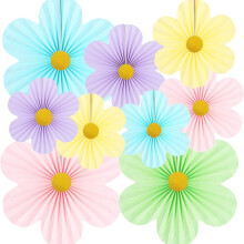 9 pezzi di ventagli di fiori di carta colorati da appendere, multicolore, per sfondo di compleanni, matrimoni, baby shower, eventi primaverili,