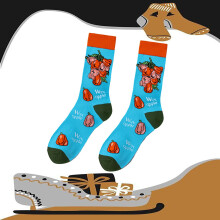 Funny Cartoon Skateboard Print Unisex Knee High Socks Casual Stockings For Men And Women Comfortable Breathable Daily Wear