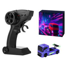 WD-Forest 1/87 Maßstab 2.4G4WD High-Speed Drift RC Mini-Sattelzug in Lila mit LED-Beleuchtung, ferngesteuertes Spielzeug für drinnen und draußen
