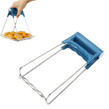 Pinze per ciotole in acciaio inox, sollevapiatti caldi da appendere, pinza da cucina antiscottatura pieghevole - Blu