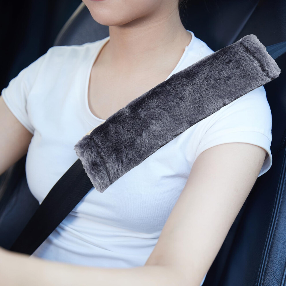 Car Seatbelt Covers Soft Faux Sheepskin 2-Pack Red 9122141515333