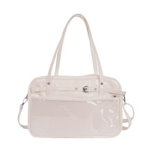 JK Bag PU-leer, trendy schoudertas met handvat aan de bovenkant, grote capaciteit, stijlvolle Japanse schoudertas, wit