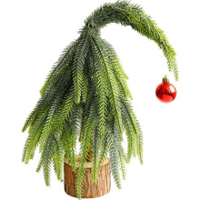 Mini-Weihnachtsbaum mit Holzsockel, nordische Weihnachtsdekoration, Nadeldesign mit geschwungenem Hals, festlicher Schmuck für Partys und als