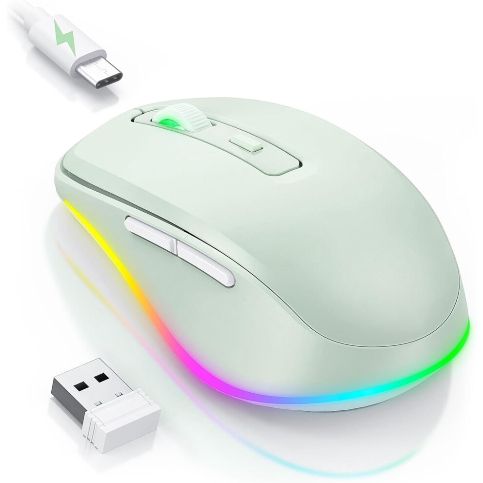 Jiggler - Led Mice With Build-In Mover, Rechargeable Moving For Laptop With Undetectable Random Movement Keeps Computers Awake- Light/Green 9340959244409