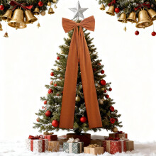 Samt-Weihnachtsschleifen, 180 x 50 cm, Vintage-Schleifen aus Schleifenband für Baum, Girlande, Kranz und Geschenke – Orange, für drinnen und