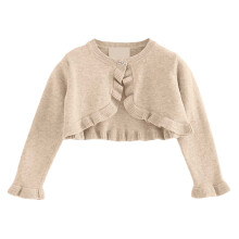 AWZXDE Girls Knit Cardigan Sweater Open Front Lightweight Layer Autumn Casual Outerwear For Kids Beige 3-4 Years