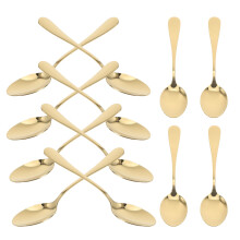 12Pcs Gold Stainless Steel Teaspoons Balanced Weight Titanium Coated Dishwasher Safe Spoon Set