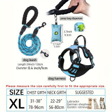 3pcs Escape-Proof Dog Harness Set With Leash And Poop Bag Dispenser - Perfect For Medium And Large Dogs Walking, Adjustable And Soft
