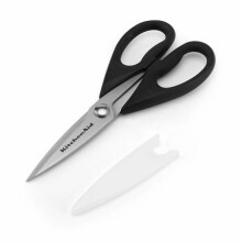 Stainless Steel Kitchen Scissors, Dishwasher-Safe, Black Handle, 4.5" Blade, Lifetime Warranty