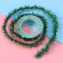 Metallic Green Christmas Tinsel Garland Hanging Ornament for Holiday Tree Decoration