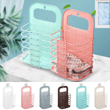 Green Large Folding Wall-Mounted Laundry Basket, Space-Saving Collapsible Hamper for Bathroom/Bedroom, Durable Plastic Hanging Organizer