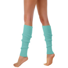 AWZXDE Womens Neon Ribbed Leg Warmers 80s 90s Style Colorful Fluorescent Wool Knitted Sleeves For Party cozy socks Light Blue