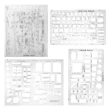 Drafting Tools and Ruler Shapes for Architecture - Set of 3 House Plan Furniture Kitchen, Building, Interior Design