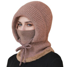 Winter Hat Scarf Mask Combo Light Pink One Size