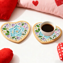 Valentine's Day Coasters,Handcrafted Creative Gifts,DIY Glass Mosaic Tiles Set Love Themed Mixed Color Mosaic Pack,Handmade Home Decoration