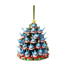 Neutral Blue Shark Ornaments - Acrylic Christmas Tree Decorations for HOME Decor