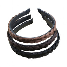 Diademas de cabello sintético trenzado para mujer ACDANC (3 unidades) (Negro/Marrón claro/Marrón oscuro) – Con bucles y broches, compatibles con