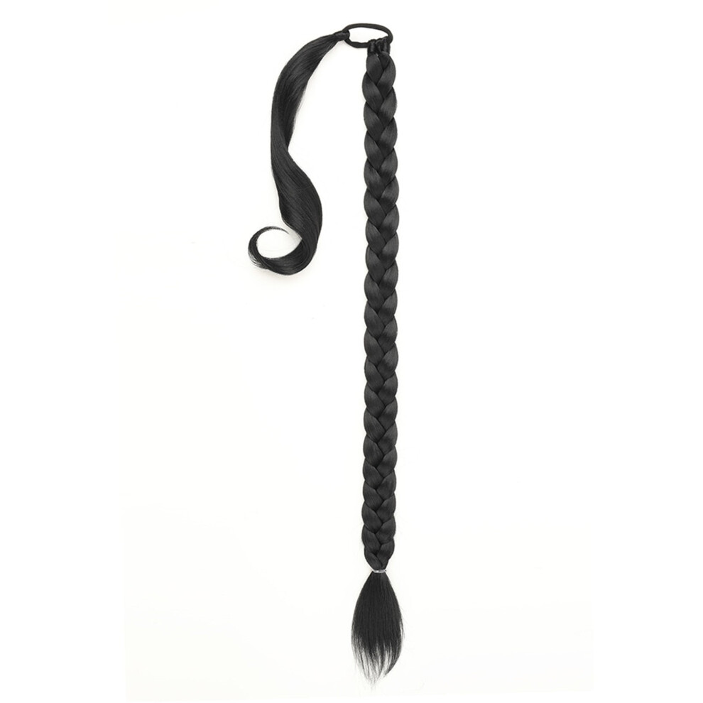 Unisex Grain Long Synthetic Braided Ponytail Extension With Hair Tie Straight Wrap Around Hair Extensions