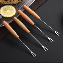 Fruit Fork with Wooden Handle, 5.7inch Stainless Steel Dessert Forks, Cake Forks for Wedding Home Party Restaurant
