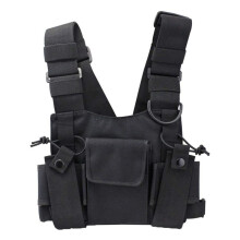 Walkie Talkies Front Pack Tasche Fall Radio Schulter Holster Radio Reflektierende Brust Gurt Tasche für Uv5R 888S Schwarz