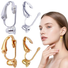 20 Pieces Silver and Gold,Earring Clip Backs Clip-on Earring Converter Components Findings with Post for None Pierced Ears