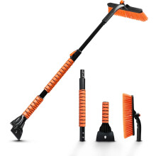 3-in-1 Snow Brush for SUV/Truck/Car, 44.7", 360 Pivoting & Extendable, Ice Scraper with Ergonomic Foam Grip – Compatible with SUV
