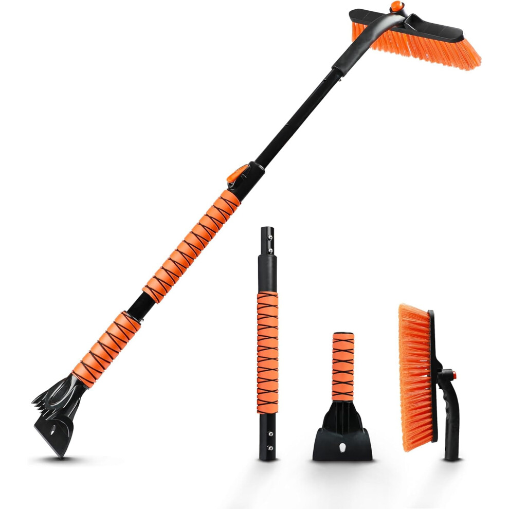 3-In-1 Snow Brush For Suv/Truck/Car, 44.7", 360 Pivoting & Extendable, Ice Scraper With Ergonomic Foam Grip Â Compatible With Suv 9313598197382